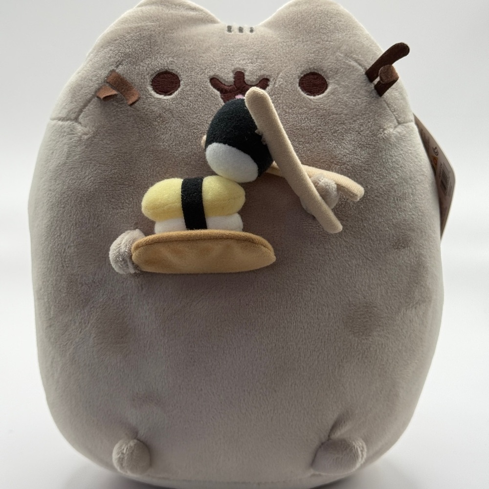 GUND Pusheen Plush Stuffed Animal Light Gray Cat with Sushi NWT